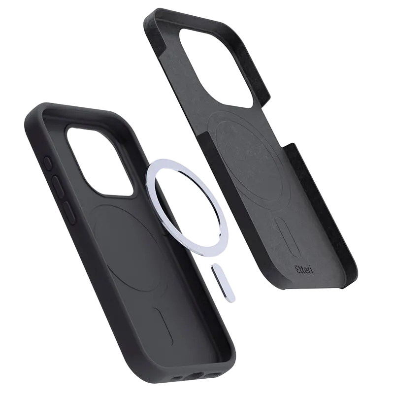 Husa Etteri Silicone Mag case pentru iPhone 16 Pro Max, Negru
