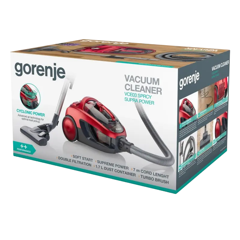 Aspirator Gorenje VCE03SPRCY, Rosu | Negru