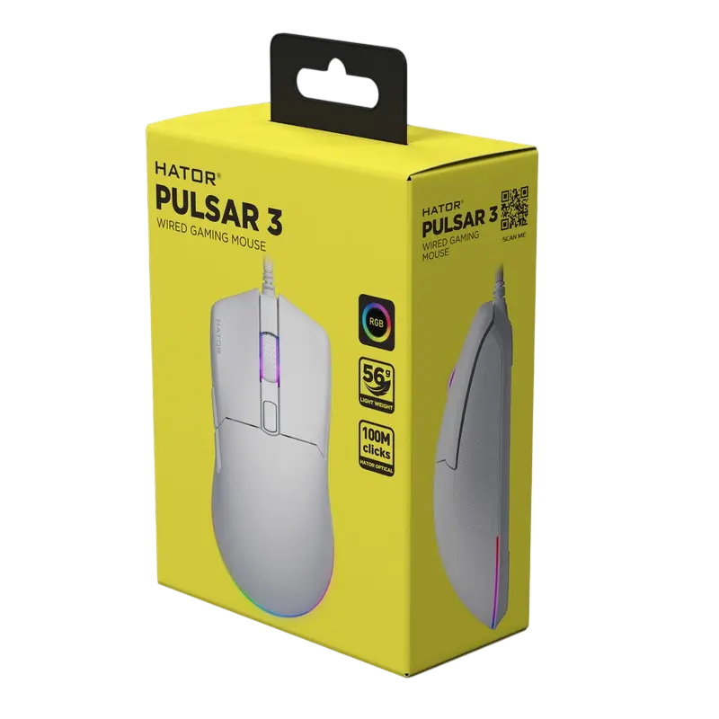 Gaming Mouse HATOR Pulsar 3, Alb