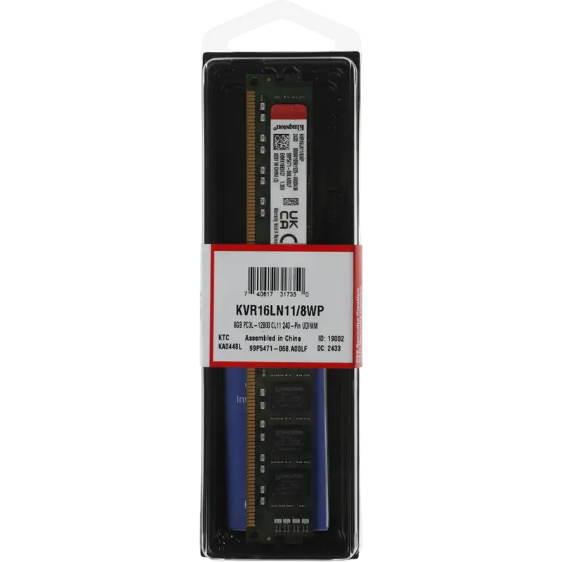 Memorie RAM Kingston ValueRAM, DDR3 SDRAM, 1600 MHz, 8GB, KVR16LN11/8WP