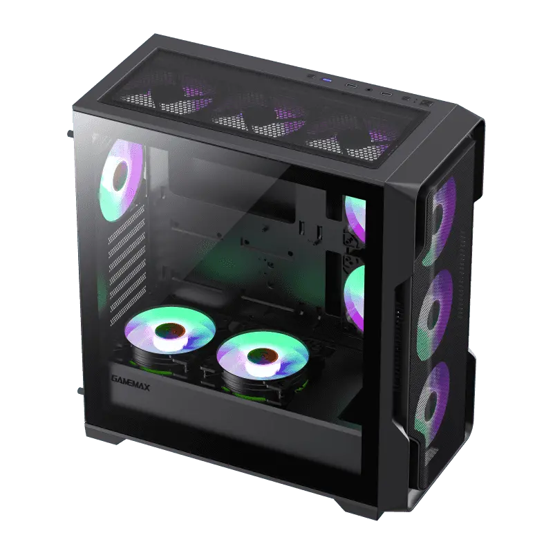 Carcasa computer Gamemax Siege, Midi-Tower, fără sursă de alimentare, negru