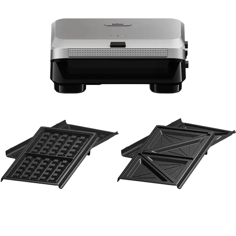 Aparat pentru sandwich multifunctional Braun SM5005 SILVBK, Negru | Argintiu