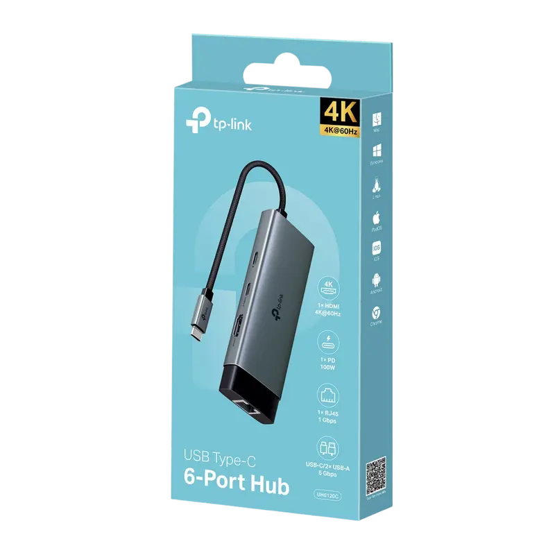 Concentrator USB TP-LINK UH6120C, Argintiu