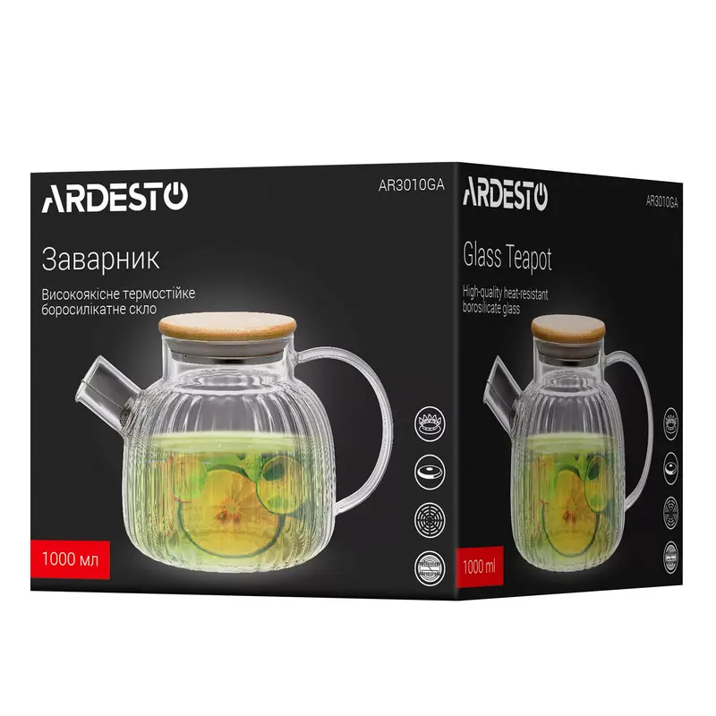 Ceainic cu infuzor Ardesto Iceberg AR3010GA, 1L, Transparent