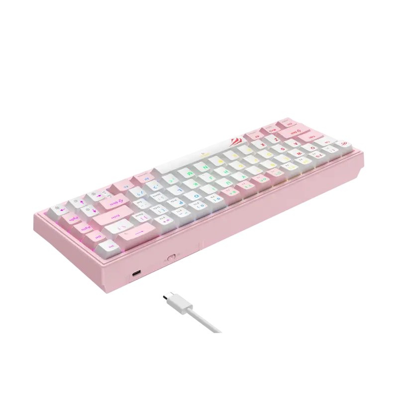 Клавиатура Havit KB874L, Проводное, Розовый | Белый