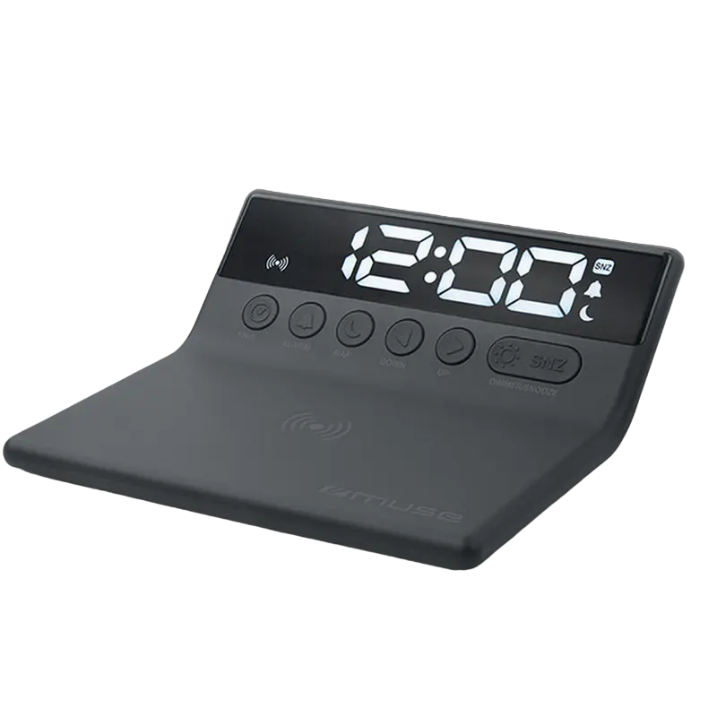 Ceas deșteptător cu încărcare wireless MUSE M-168 WI, Negru