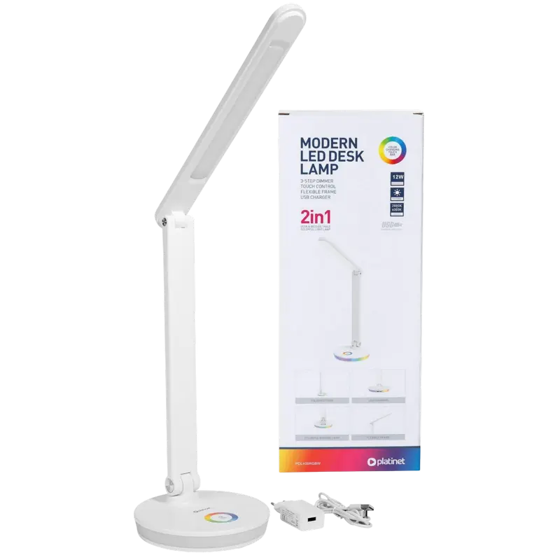 Lampa de birou Platinet PDL400RGB, Alb