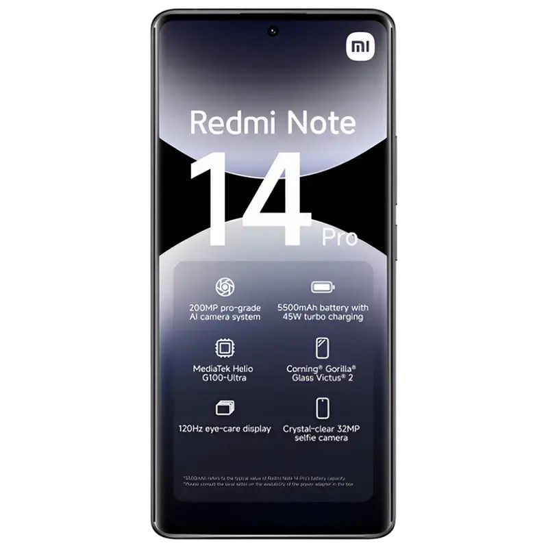 Smartphone Xiaomi Redmi Note 14 Pro 4G, 12GB/512GB, Negru Miezul Nopții