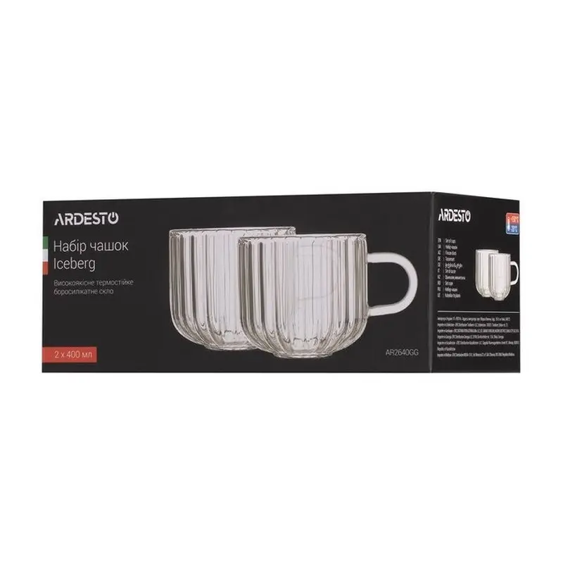 Set cupe Ardesto Iceberg AR2640GG, 400 ml, 2 bucs, Transparent