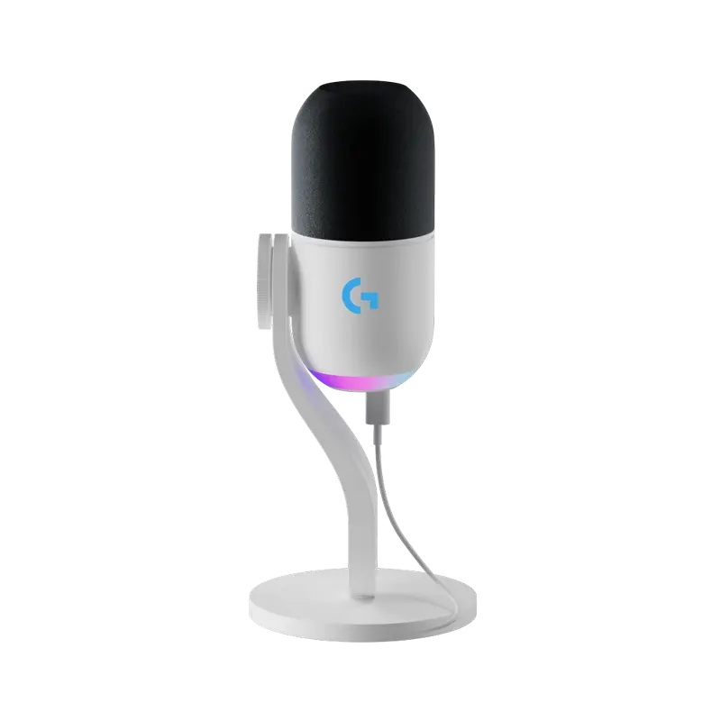 Microfon de gaming Logitech Yeti GX, analogic pe fir, alb