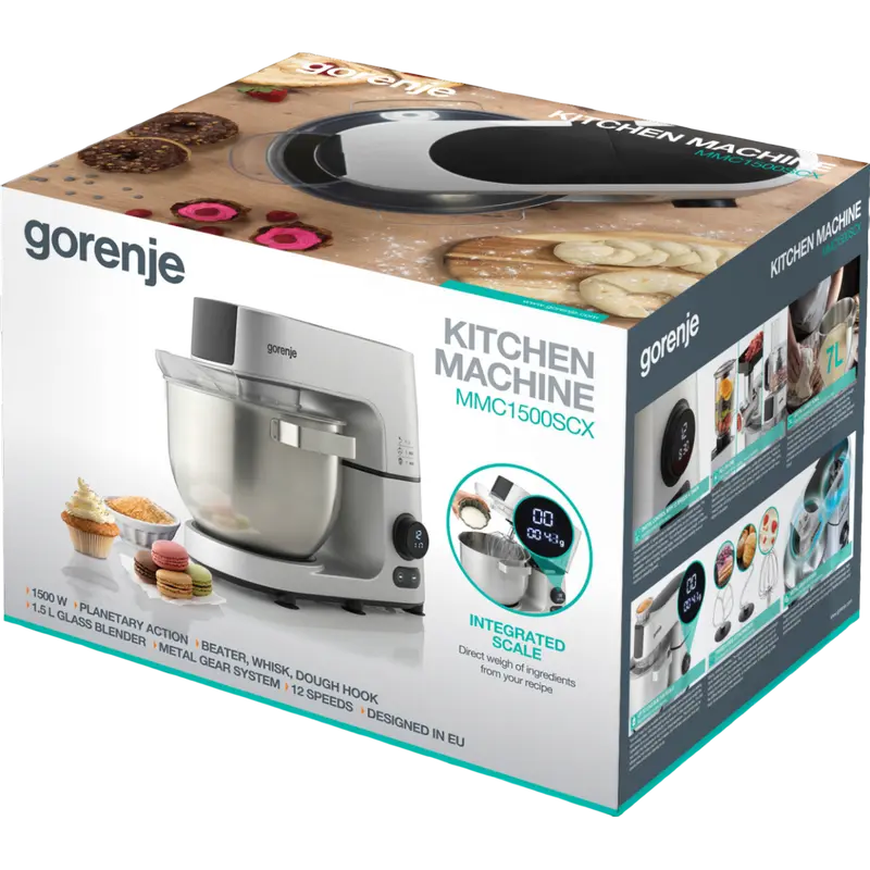 Robot de bucătărie Gorenje MMC1500SCX, Oțel inoxidabil