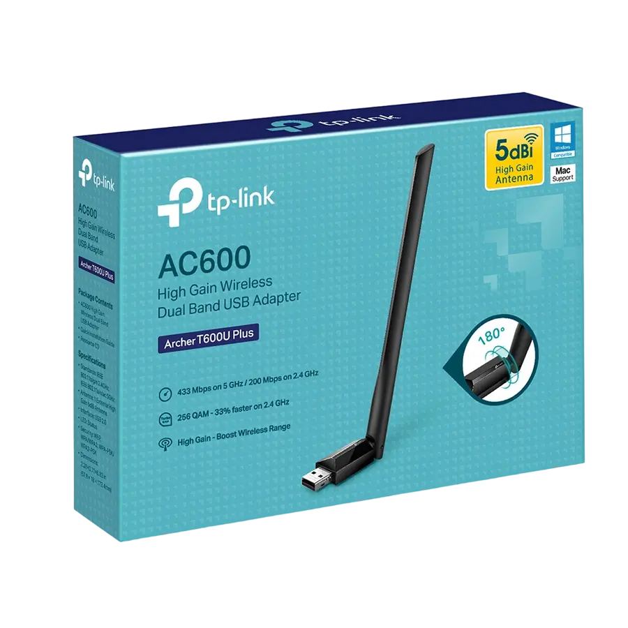 Adapter USB  TP-LINK Archer T600U Plus, Negru