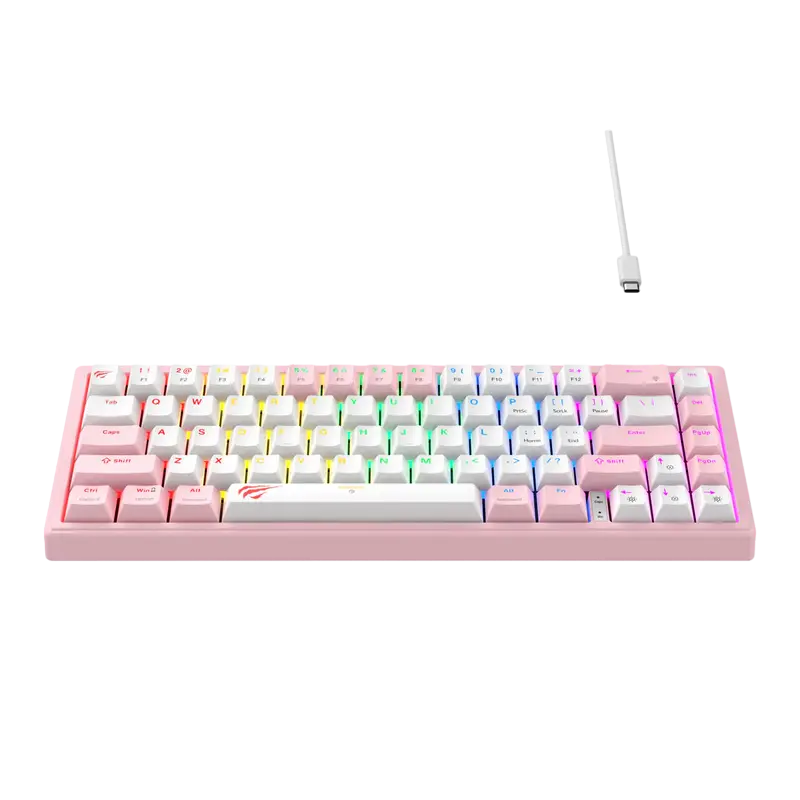 Клавиатура Havit KB874L, Проводное, Розовый | Белый