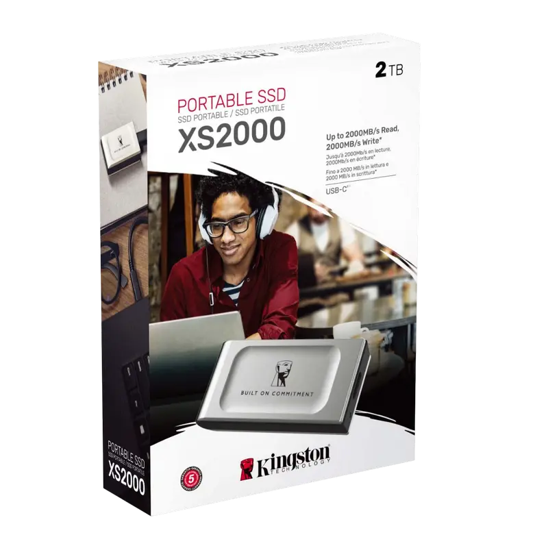 SSD portabil extern Kingston XS2000 BoC, 2 TB, Argintiu (SXS2000/2000GA)
