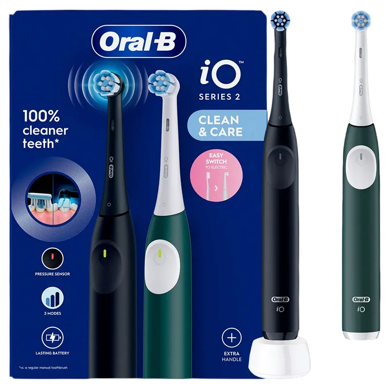 Periuță de dinți electrică Braun Oral-B iO2 Duo, Negru | Verde