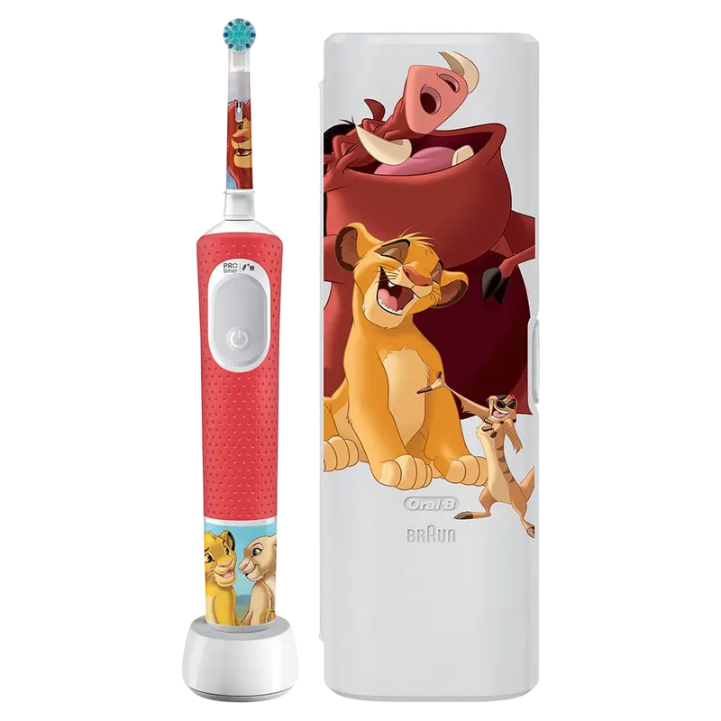 Periuță de dinți electrică Braun Oral-B Pro Kids Lion King Set, Roșu | Negru