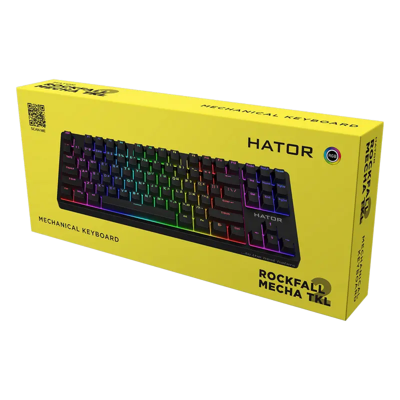 Клавиатура HATOR Rockfall 2 Mecha TKL, Проводное, Чёрный