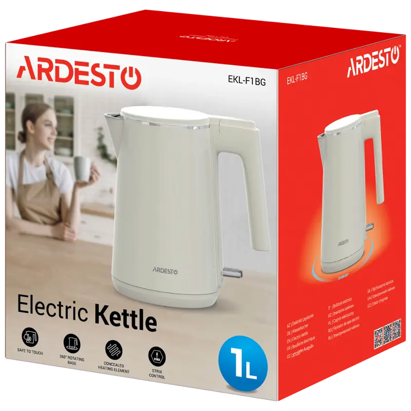Электрочайник Ardesto EKL-F1BG, Белый