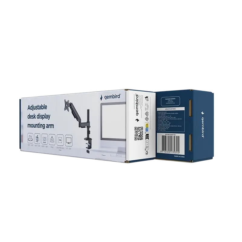 Suport birou pentru monitoare Gembird MA-DA1P-02, Negru