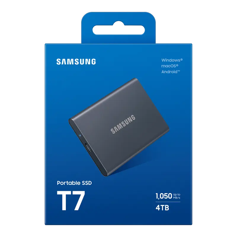 SSD portabil extern Samsung T7, 4 TB, Titan Gray (MU-PC4T0T/WW)
