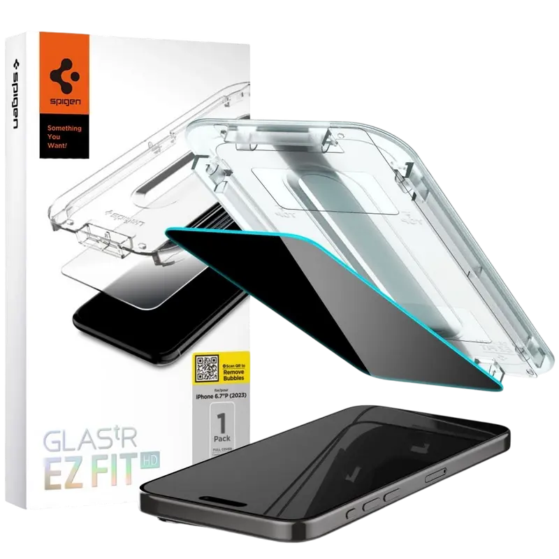 Sticlă de protecție Spigen iPhone 15 Pro Max EZ FIT Privacy, Transparent