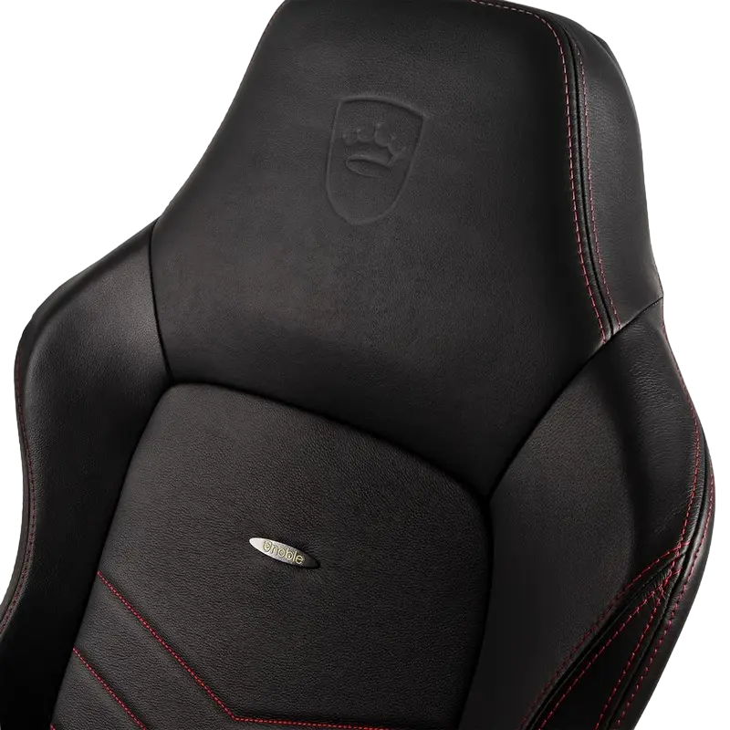 Игровое кресло Noblechairs Hero, Натуральная кожа, Черный | Красный