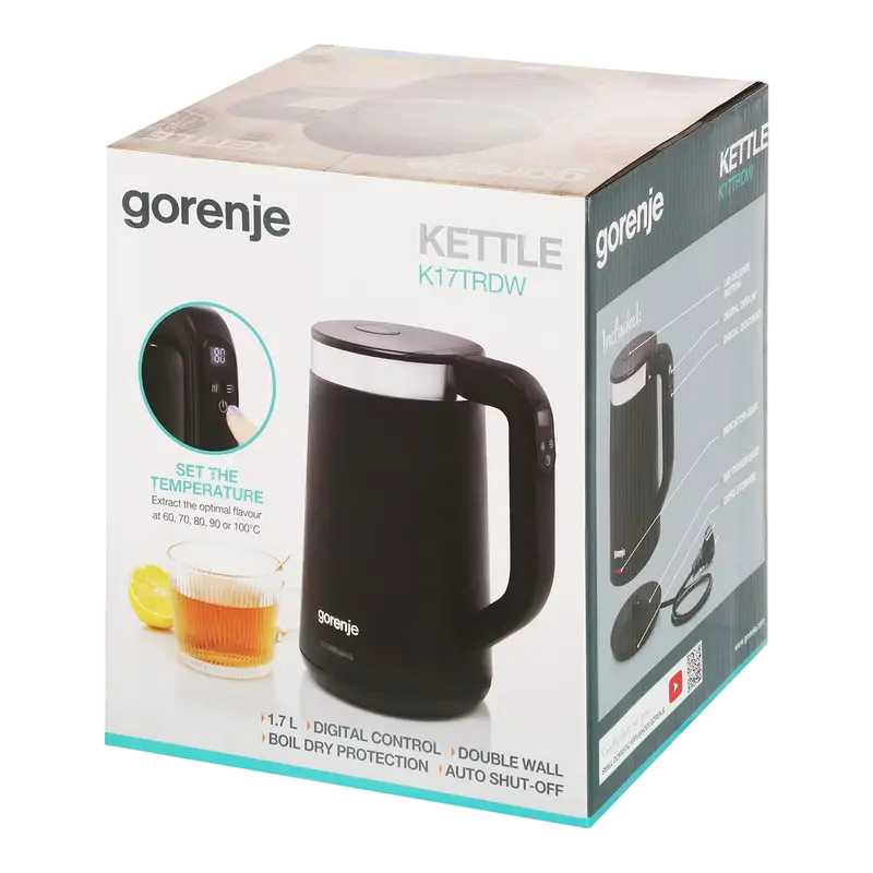 Fierbător electric Gorenje K17TRDW, Negru