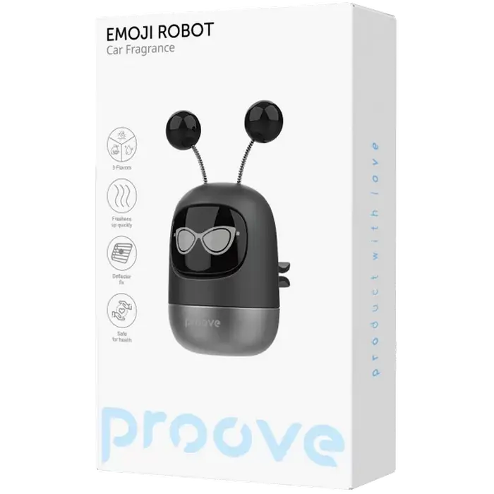 Aromatizator auto Proove Emoji Robot Luna, Negru