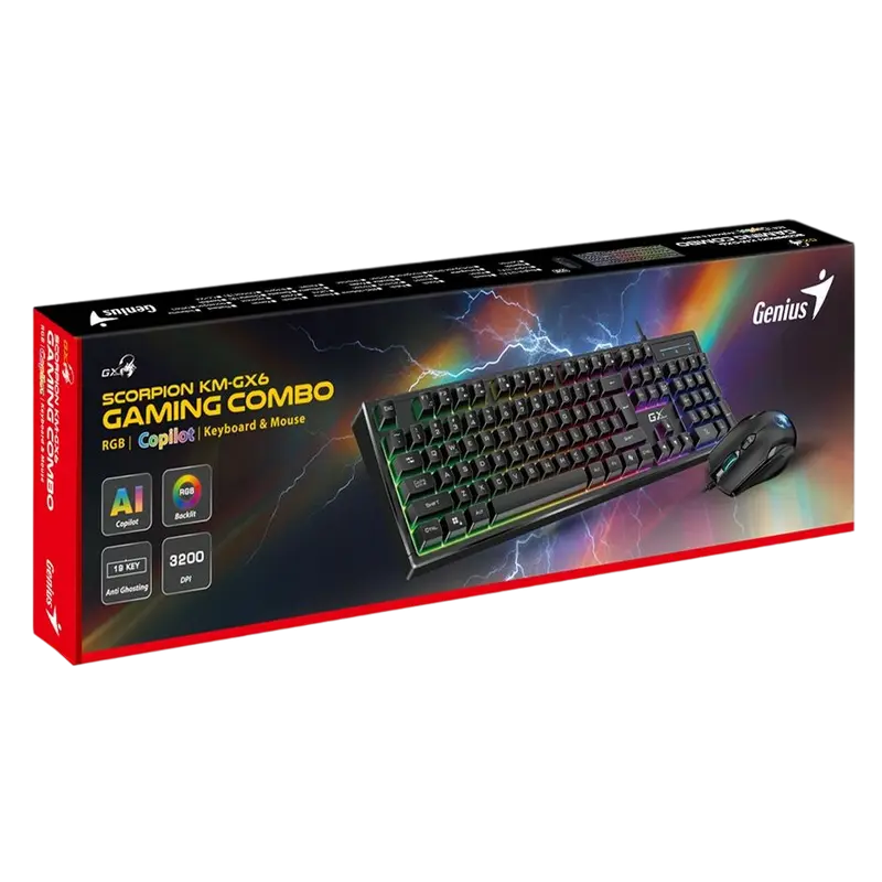 Клавиатура и мышь Genius Scorpion KM-GX6, Проводное, Чёрный