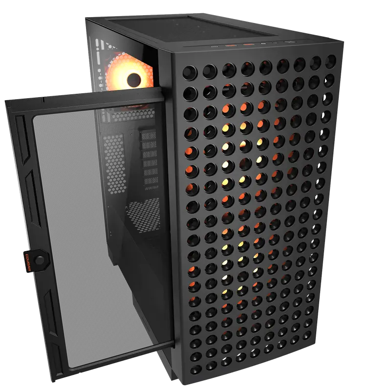 Carcasă PC Cougar Airface ECO RGB, Midi-Tower, Fără PSU, Negru