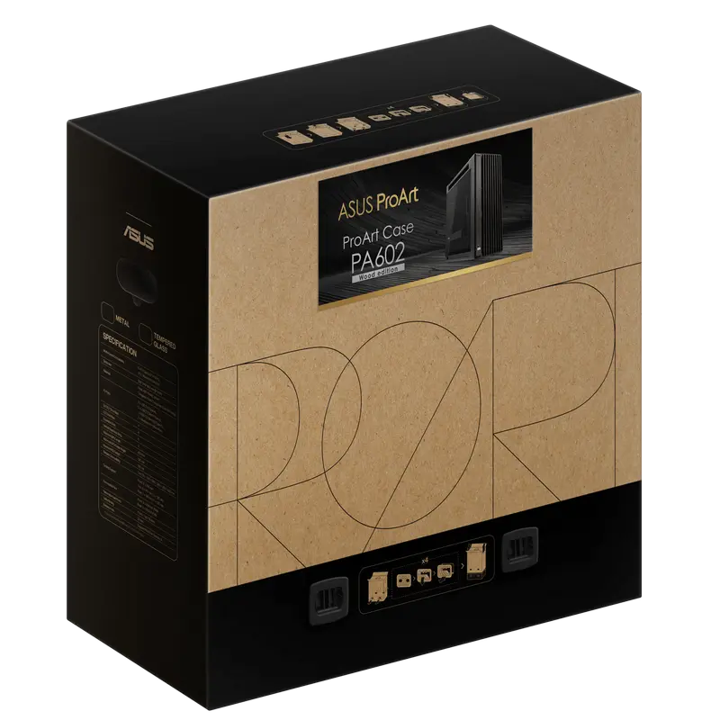 Carcasă PC ASUS ProArt PA602 Wood TG, Midi-Tower, Negru
