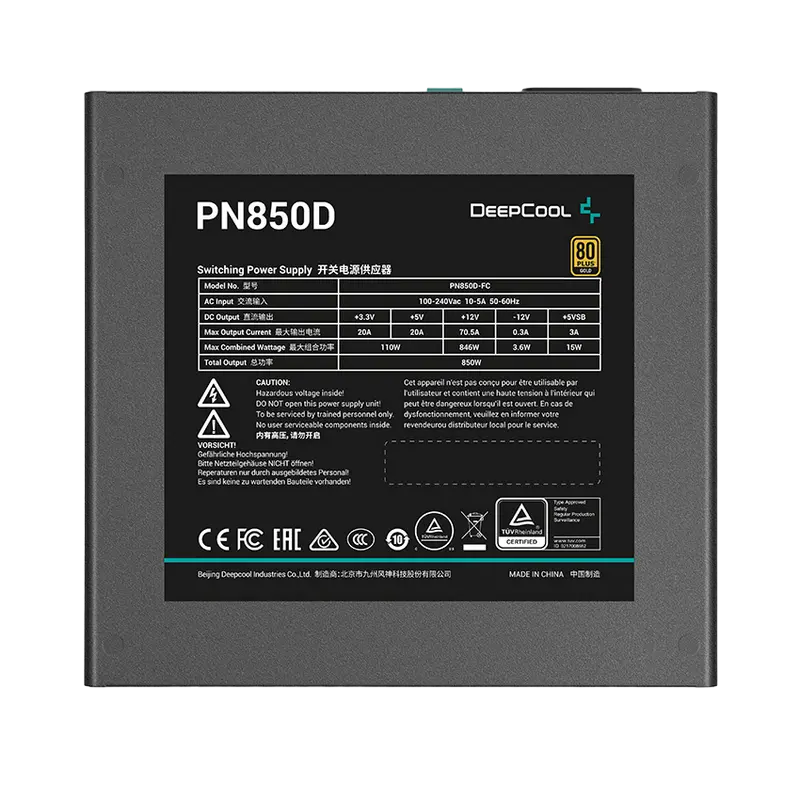 Блок питания для компьютеров Deepcool PN850D, 850Вт, ATX, Немодульный