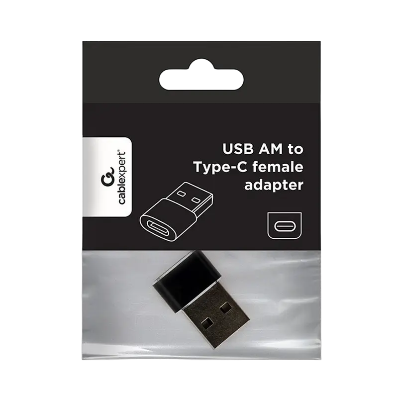 Adapter pentru cablu USB Cablexpert A-USB2-AMCF-02, USB Type-A (M)/USB Type-C (F), Negru