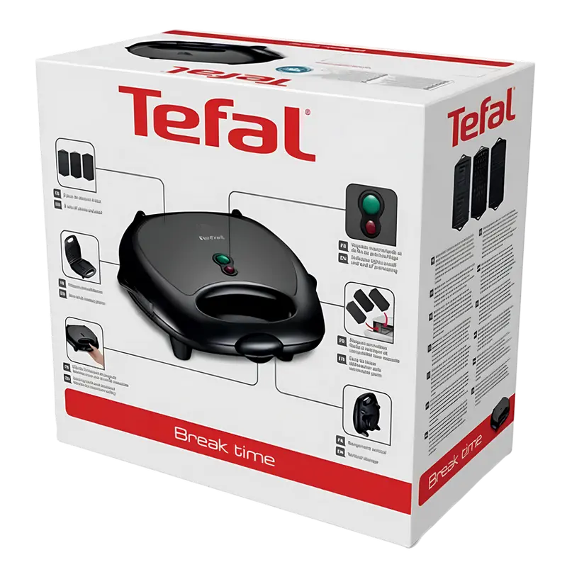 Aparat pentru sandwich Tefal SW614B01, Negru | Gri