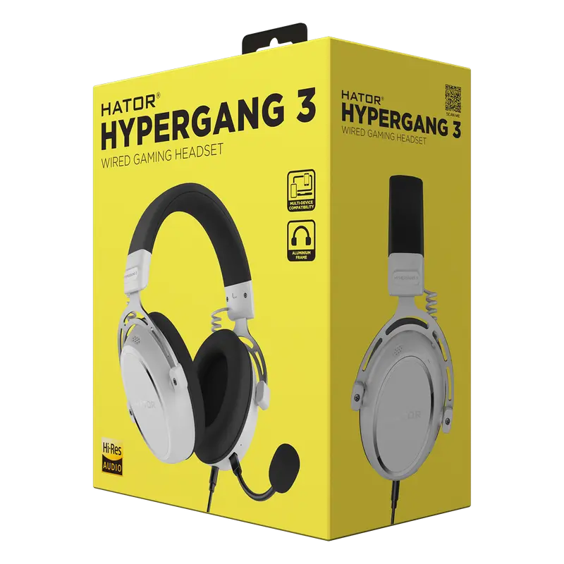 Stand pentru căști gaming HATOR Hypergang 3, Cu fir, Alb