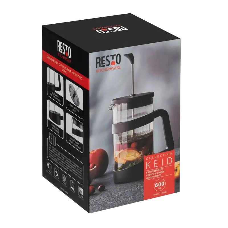Cafetiera French Press RESTO 90509, 1L, Negru