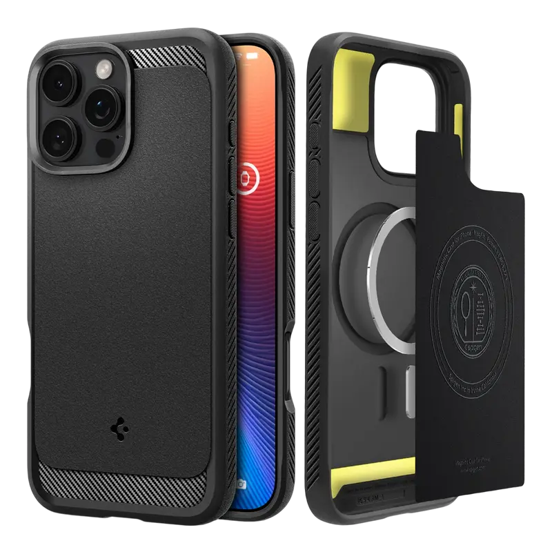 Husă Spigen Rugged Armor Mag pentru Apple iPhone 16 Pro, Negru Mat