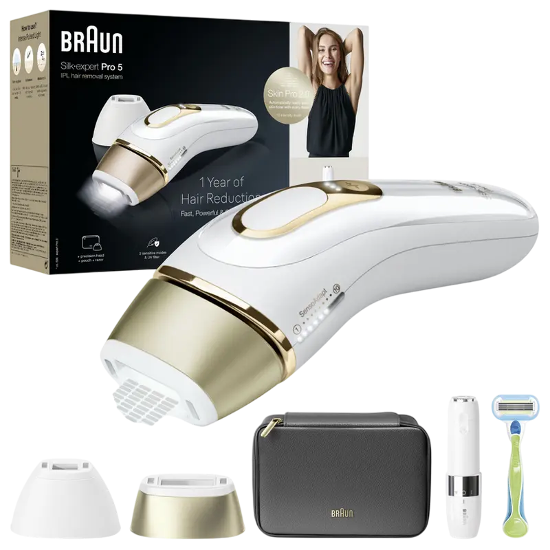 Epilator foto Braun Silk-expert Pro 5 PL5146, Alb | Auriu
