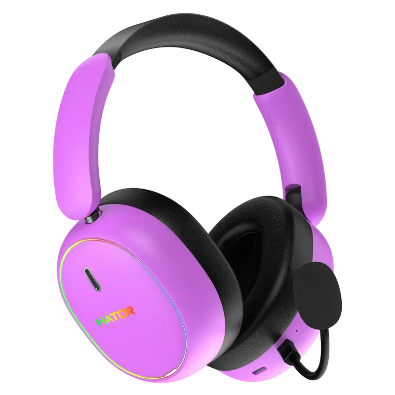 Stand pentru căști gaming HATOR Phoenix 2, Bluetooth/USB, Cyber Violet