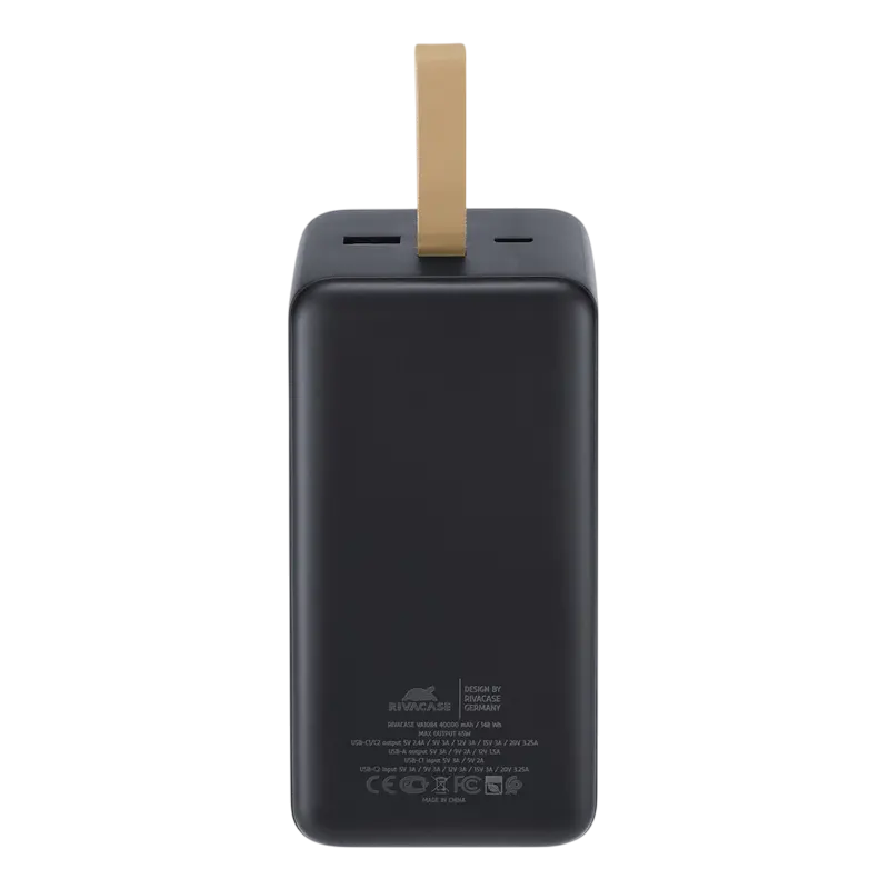 Încărcător portabil Rivacase VA1084, 40000mAh, Negru