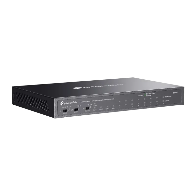 Comutator PoE TP-LINK DS111P, 8x IEEE 802.3af/at PoE+ Ports