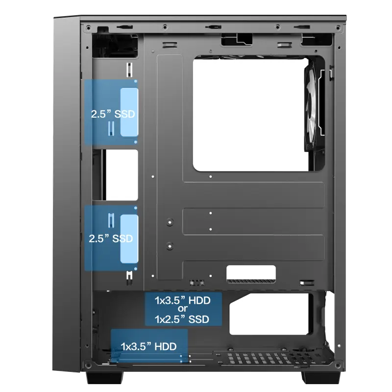 Carcasă PC Gamemax Prism, Midi-Tower, Fără PSU, Negru