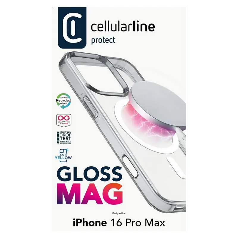 Husa Cellularline Gloss Mag - iPhone 16 Pro Max, Transparent