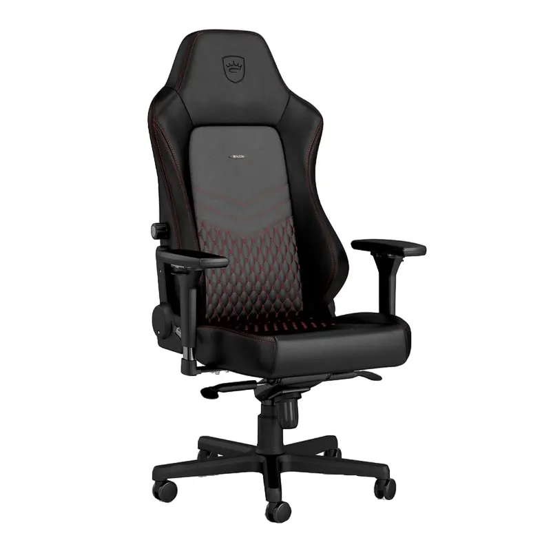 Игровое кресло Noblechairs Hero, Натуральная кожа, Черный | Красный