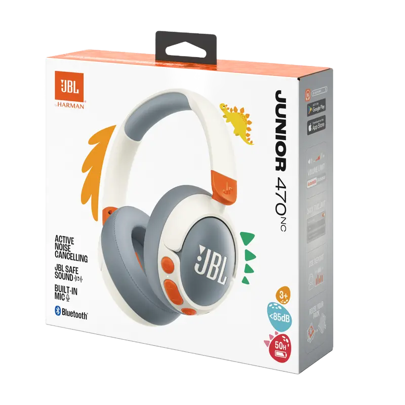 Căști JBL JR470NC, Alb | Gri