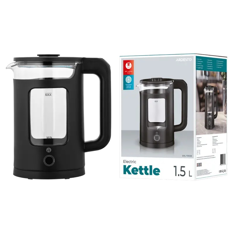 Fierbător electric Ardesto EKL-T31GB, Negru
