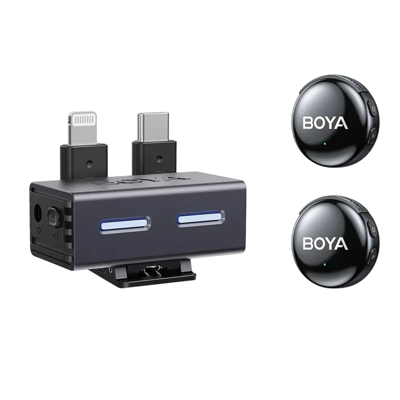 Microfon portabil pentru înregistrare vocală Boya Boyalink3-01, Fără fir, Negru