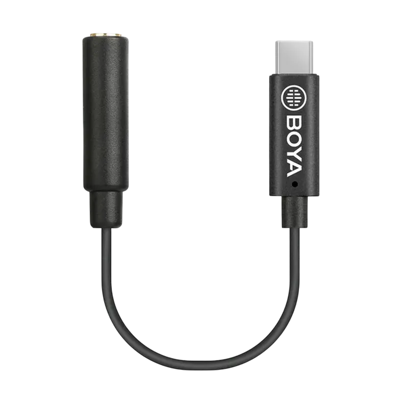 Аудио адаптер Boya BY-K4, USB Type-C - 3.5 мм, 0,06м, Черный