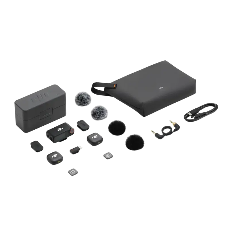 Microfon portabil pentru înregistrare vocală DJI Mic 3 (2 TX + 1 RX + Charging Case), Fără fir, Negru