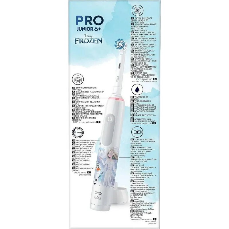 Periuță de dinți electrică Braun Oral-B Junior Frozen PRO 3, Alb